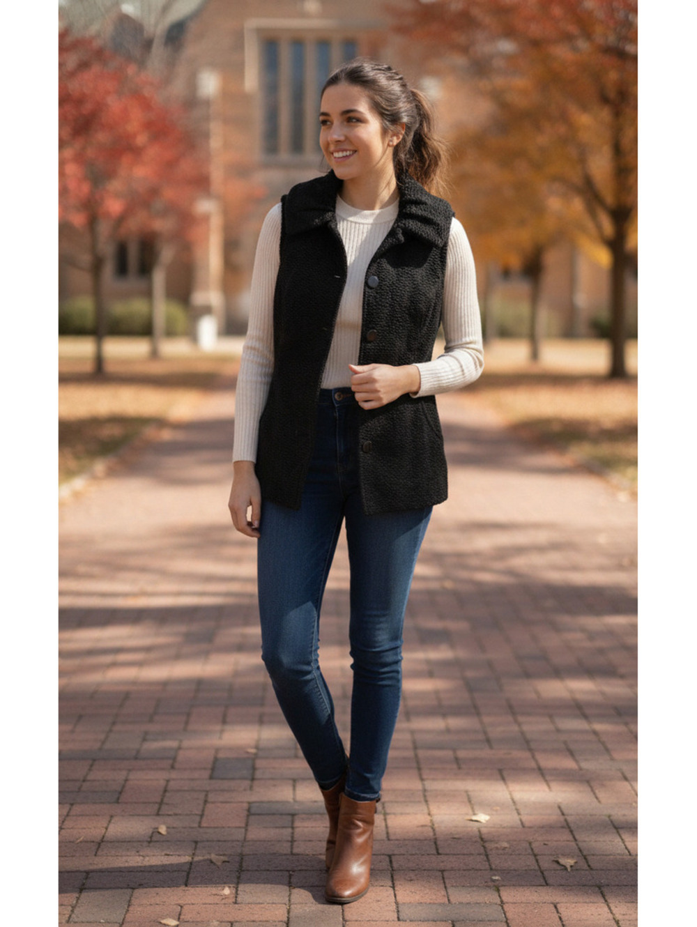 New with Tags Women's EP Pro Black Quilted Vest with Cheetah Trim - Small